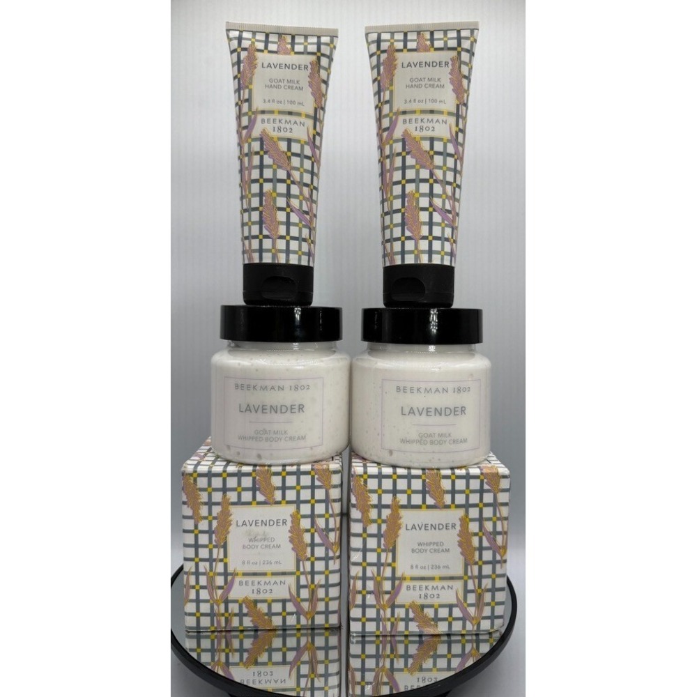 SET OF 4 ITEMS Beekman 1802 Lavender Goat Milk Whipped Body Cream & HAND CREAM